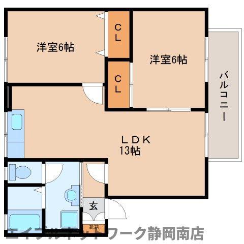 ビバリーヒルズ(2LDK/2階)の間取り写真