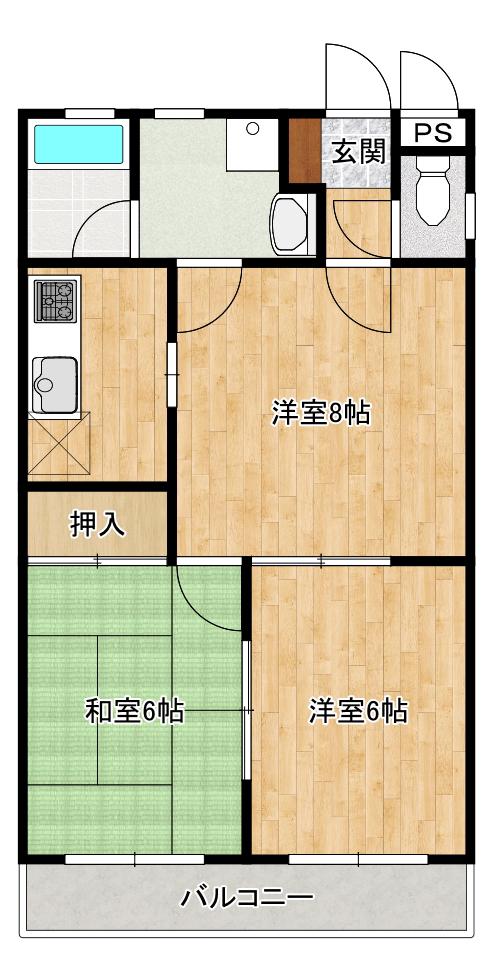 サクセス21(2DK/2階)の間取り写真