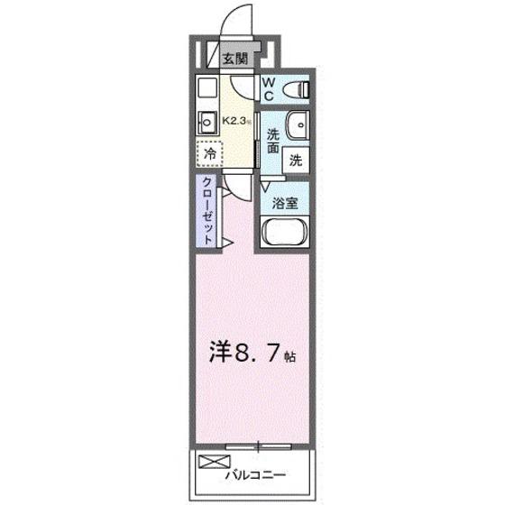 エスポワール鶴江 C(1K/2階)の間取り写真