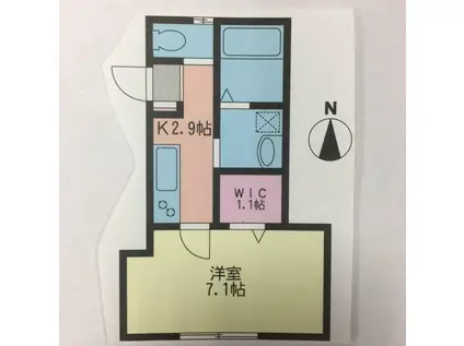 プルメリア(1K/2階)の間取り写真