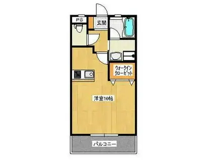 サクシードU(1K/2階)の間取り写真