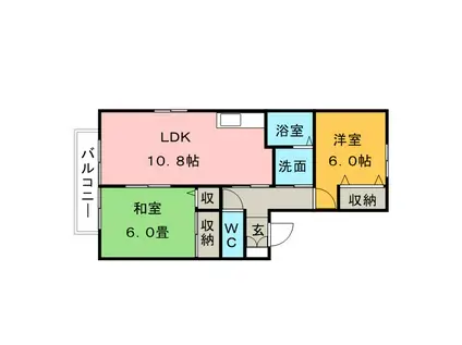 グリーンパーク大善寺II(2LDK/1階)の間取り写真