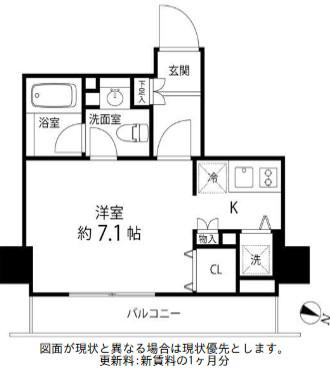 麻布十番レジデンス(ワンルーム/5階)の間取り写真