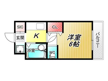 リンクスイン東大阪P-1(1K/2階)の間取り写真