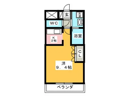 シャトー友喜(1K/1階)の間取り写真