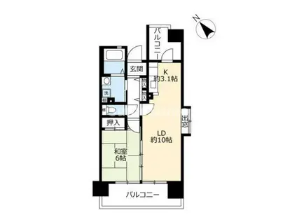UR 浜甲子園なぎさ街25(1LDK/4階)の間取り写真
