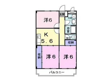 マリッチ溝渕I(3K/3階)の間取り写真