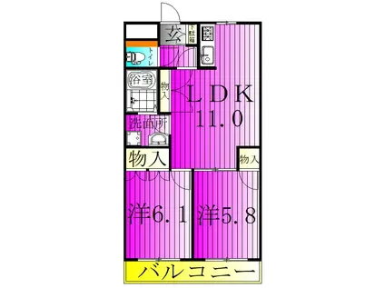 セントラルハイツII(2LDK/2階)の間取り写真