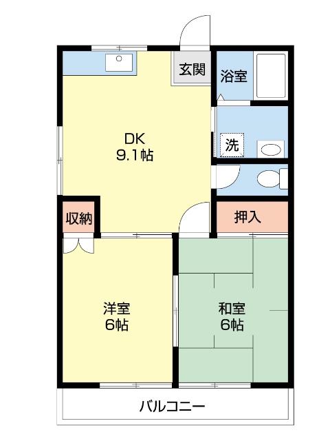 ファーストハイツ鳩塚(2DK/1階)の間取り写真