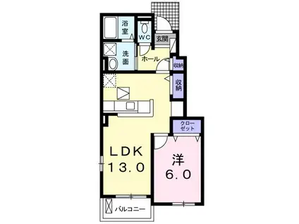 カサブランカII(1LDK/1階)の間取り写真