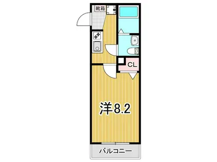 ベルシードα綾瀬(1K/1階)の間取り写真