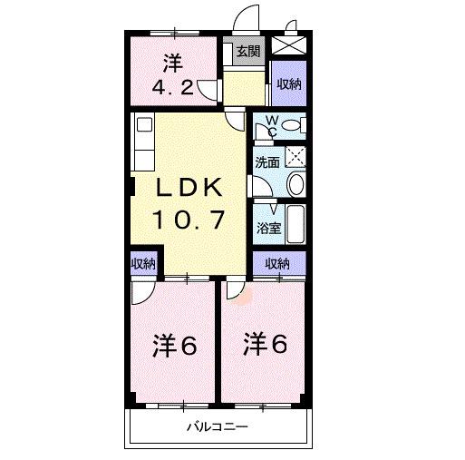 アレーゼF(3LDK/4階)の間取り写真