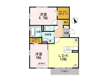 リビングタウン西条東 A棟(2LDK/2階)の間取り写真