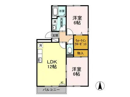 ユニヴェール(2LDK/2階)の間取り写真