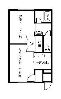 セピア5・1(1DK/2階)の間取り写真