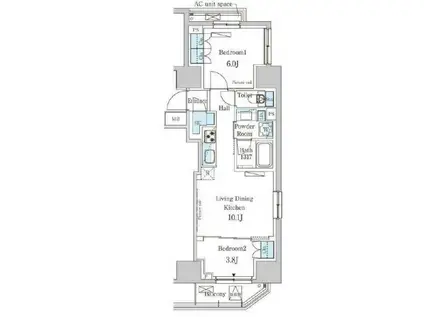 パークアクシス虎ノ門(2LDK/3階)の間取り写真