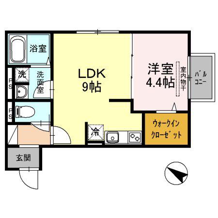 D-HOUSE A棟(1LDK/2階)の間取り写真