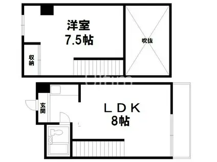 ネットワークジャパンII(1LDK/4階)の間取り写真