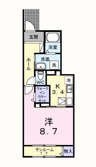 エール トロワ(1K/1階)の間取り写真