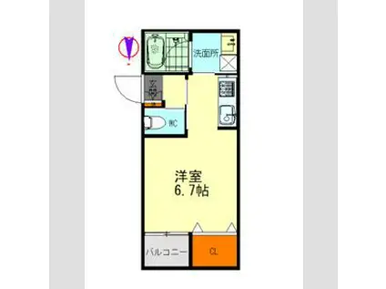 ヴァンベール岡崎(1K/2階)の間取り写真