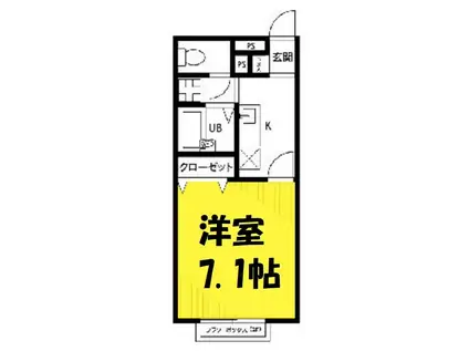 プレジールK(1K/1階)の間取り写真