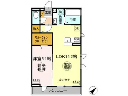 エースコート I(1LDK/3階)の間取り写真