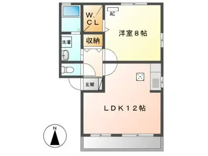 カレーラ(1LDK/1階)の間取り写真