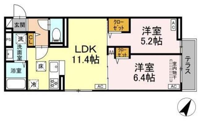 セレスティア白鷺II(2LDK/1階)の間取り写真