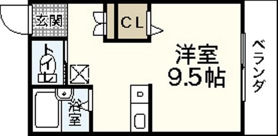 サンフィールド(ワンルーム/1階)の間取り写真