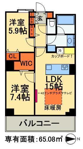 ロイヤルパークスタワー南千住(1SLDK/24階)の間取り写真