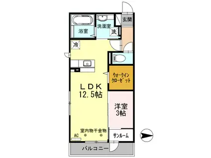 ブリジャール(1LDK/3階)の間取り写真