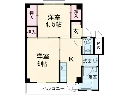 ビレッジハウス国分1号棟(2K/5階)の間取り写真