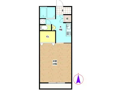 リヴ・ハイツ(1K/1階)の間取り写真