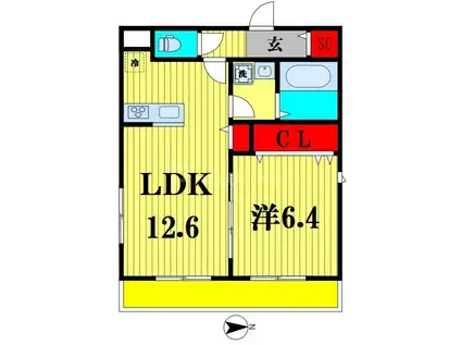 エルフォII(1LDK/3階)の間取り写真