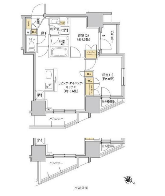 グレーシアフィット三軒茶屋(2LDK/9階)の間取り写真