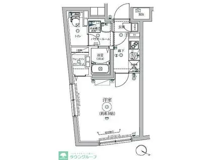 RELUXIA都立大学(1K/1階)の間取り写真