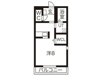 ジュネス八ツ面 D(1K/1階)の間取り写真