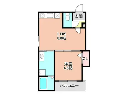 カーサベルデ(1LDK/2階)の間取り写真