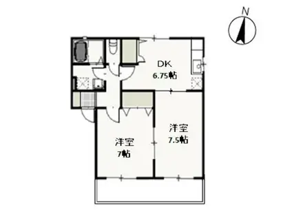 タウンハイツ山崎A(2DK/2階)の間取り写真