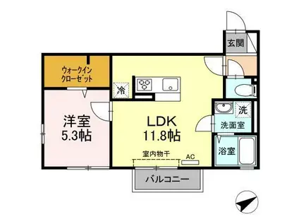 モッペル(1LDK/2階)の間取り写真