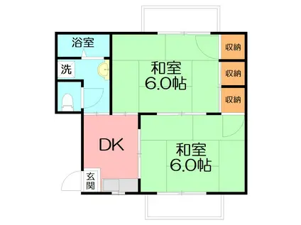 マルナカハイツ(2DK/2階)の間取り写真