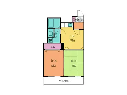 ウインズ浅香I・II(2DK/2階)の間取り写真