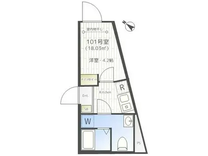 メゾンド町屋(1K/1階)の間取り写真