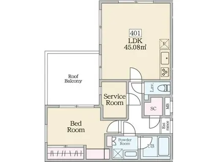 レーヴレジデンス初台(1SLDK/4階)の間取り写真