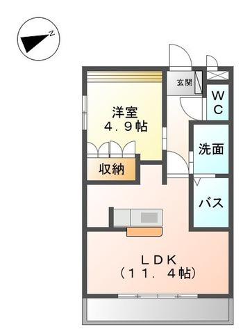 シャングリシーヌ(1LDK/2階)の間取り写真