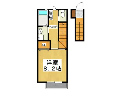 コーポレーヴ雄町(1K/2階)の間取り写真