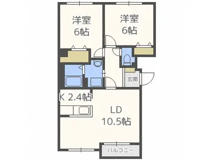 パシフィックプレイスII(2LDK/1階)の間取り写真