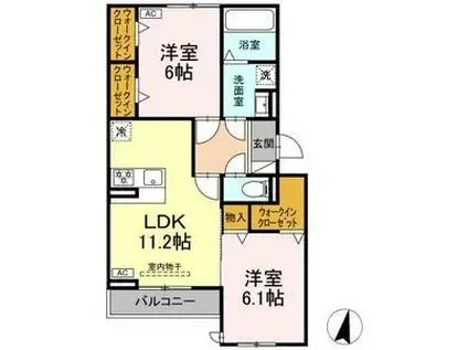 ルヴィータ森末(2LDK/2階)の間取り写真