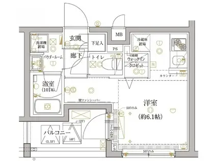 レアライズ立石(1K/4階)の間取り写真