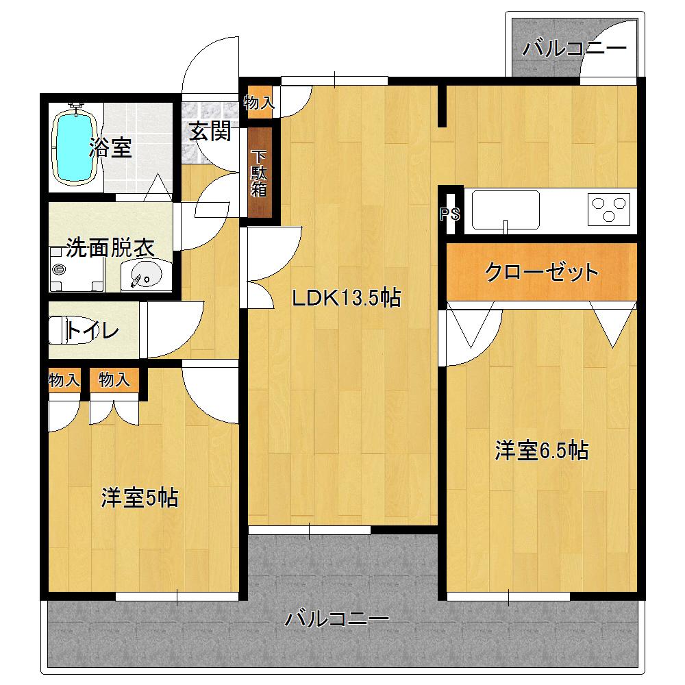 サザンクロス(2LDK/1階)の間取り写真